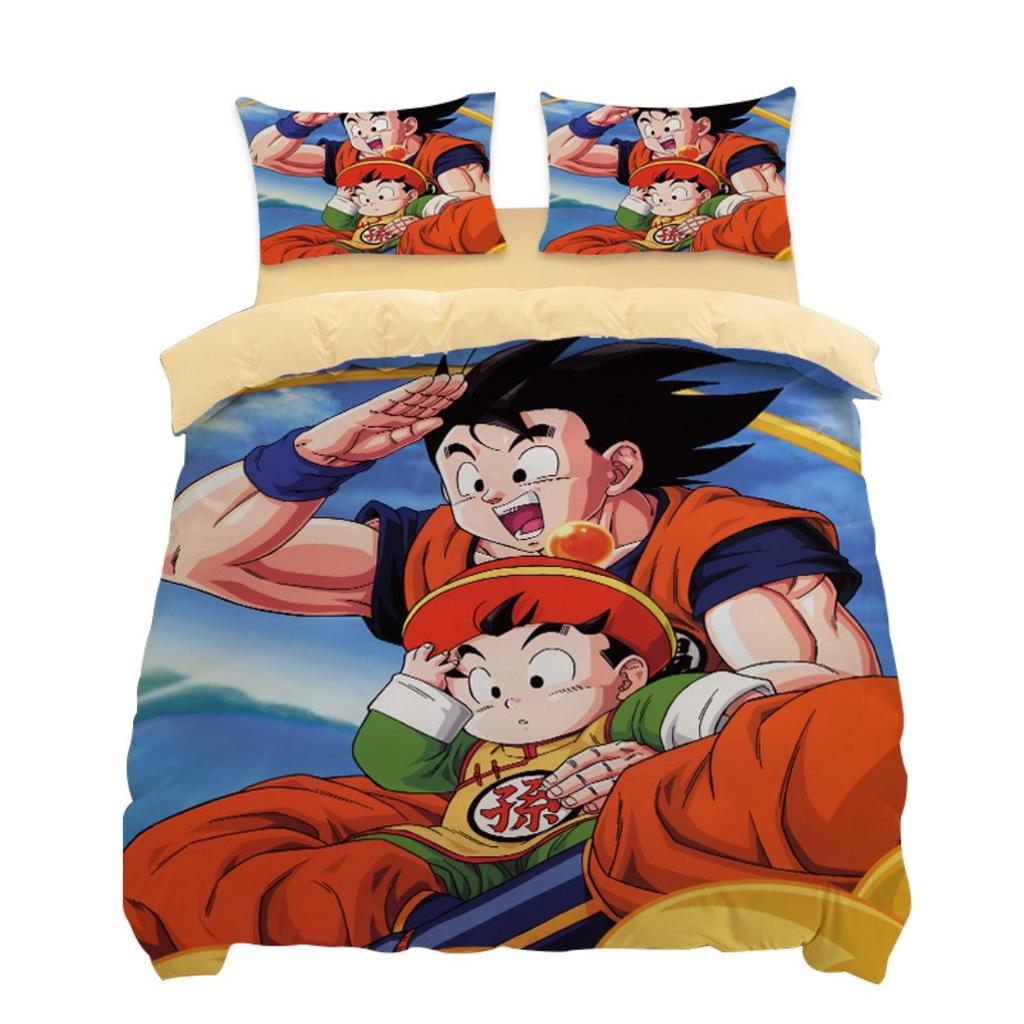 Japanese Anime Dragon Ball Bedding Set Goku Super Saiyan Duvet Cover Pillowcase 2/3pcs 3D Prints for Teens Quilt Cover