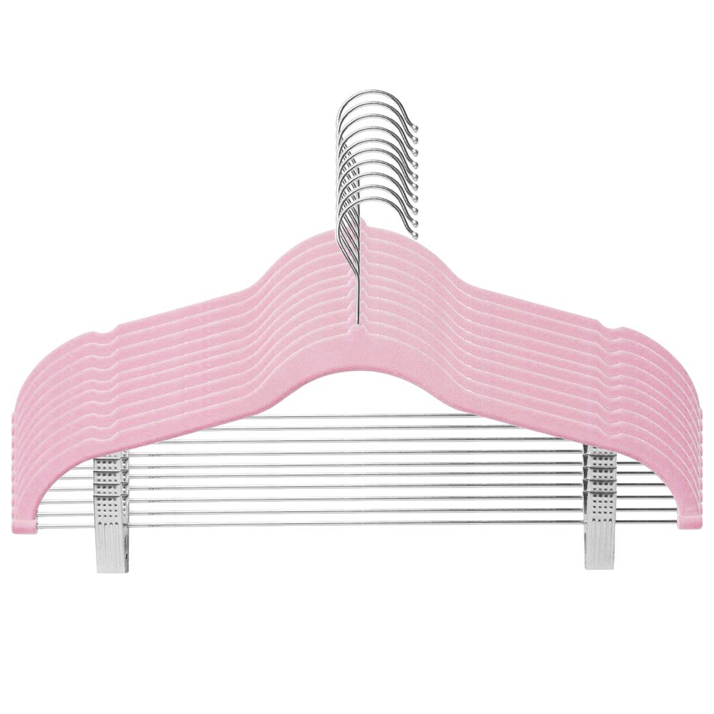 5/10pcs Clothes Hangers with Movable Clips Velvet Ultra Thin No Slip Rack Skirt Pants Hangers for