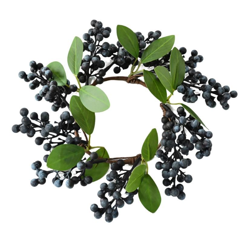 Simulation black berry candlestick wreath blueberry leafy green plant Nordic style home Christmas decoration