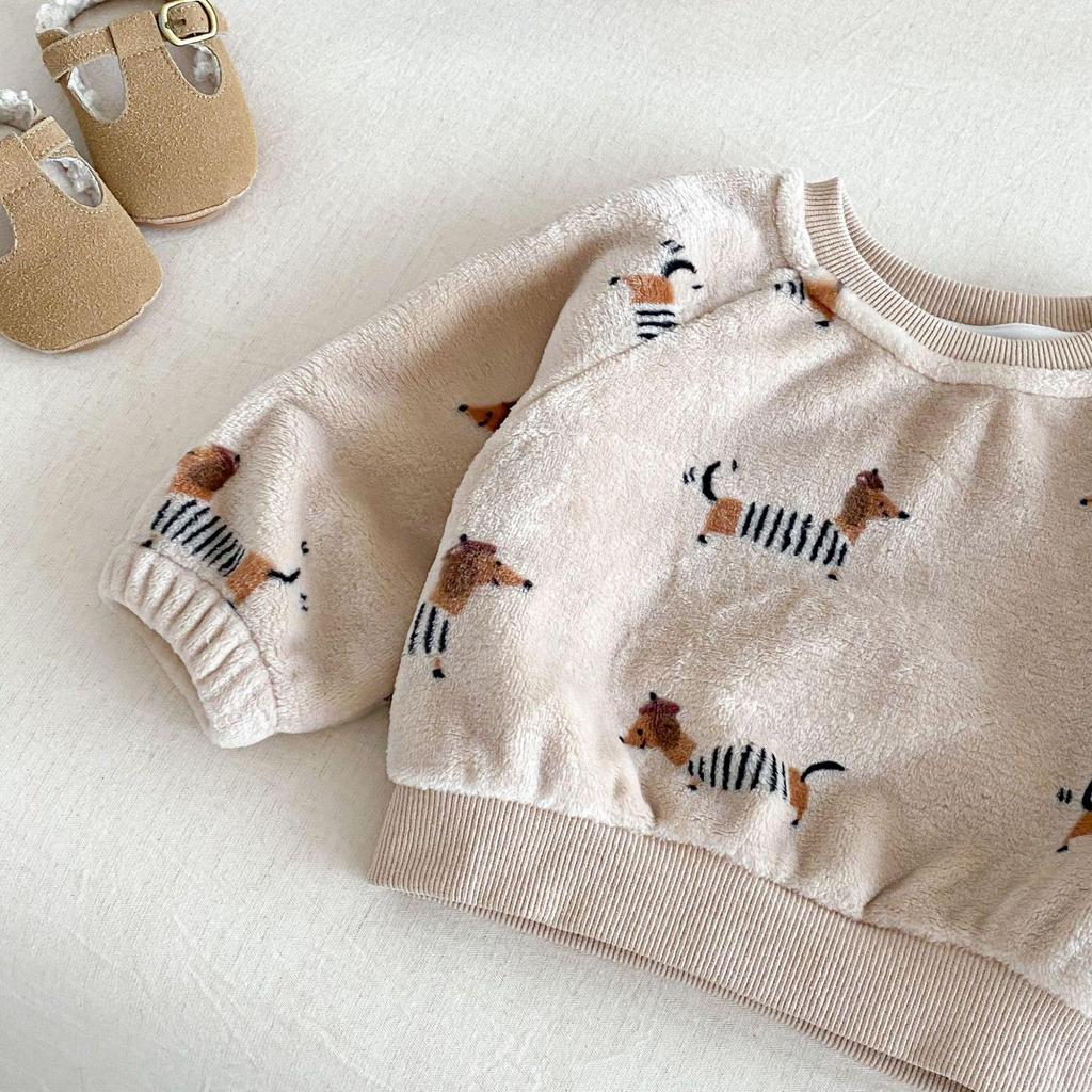 Детский мультяшный флисовый комплект - Зимняя толстовка и спортивные штаны для возраста 0-5 лет (AT198)