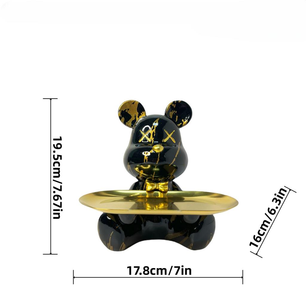 Trendy Colorful Graffiti Bear Abstract Resin Storage Statue Cute Doodle Animal Organizer Desk Holder for Home Office Ornaments