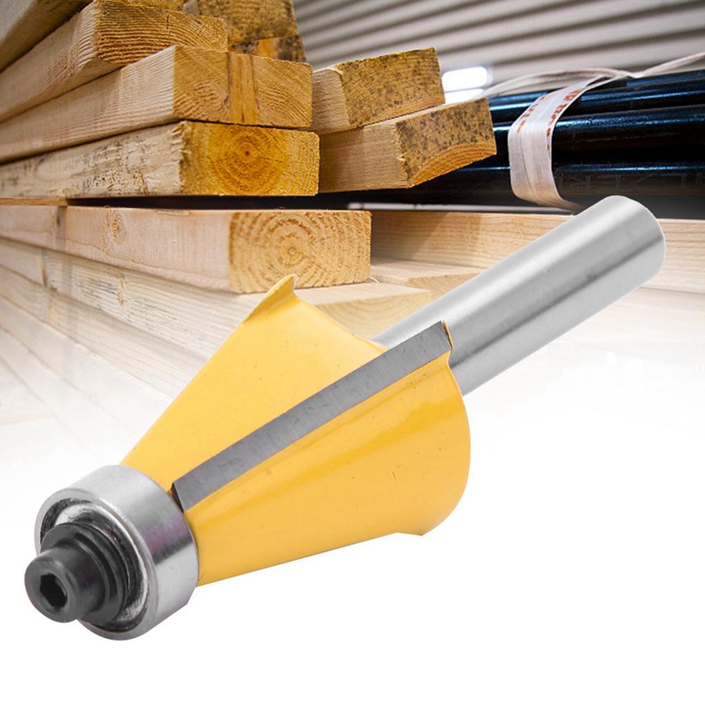 8mm Shank Chamfer Bevel Edging Router Bit with Bearing Woodworking Milling Cutter15 Degrees