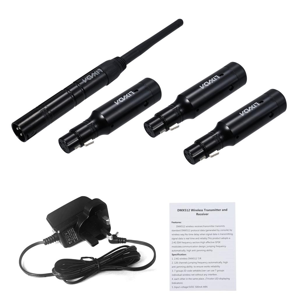 Lixada DMX512 2,4G беспроводной передатчик-приемник набор 126 каналов для вечеринки DJ Show Club Disco KTV