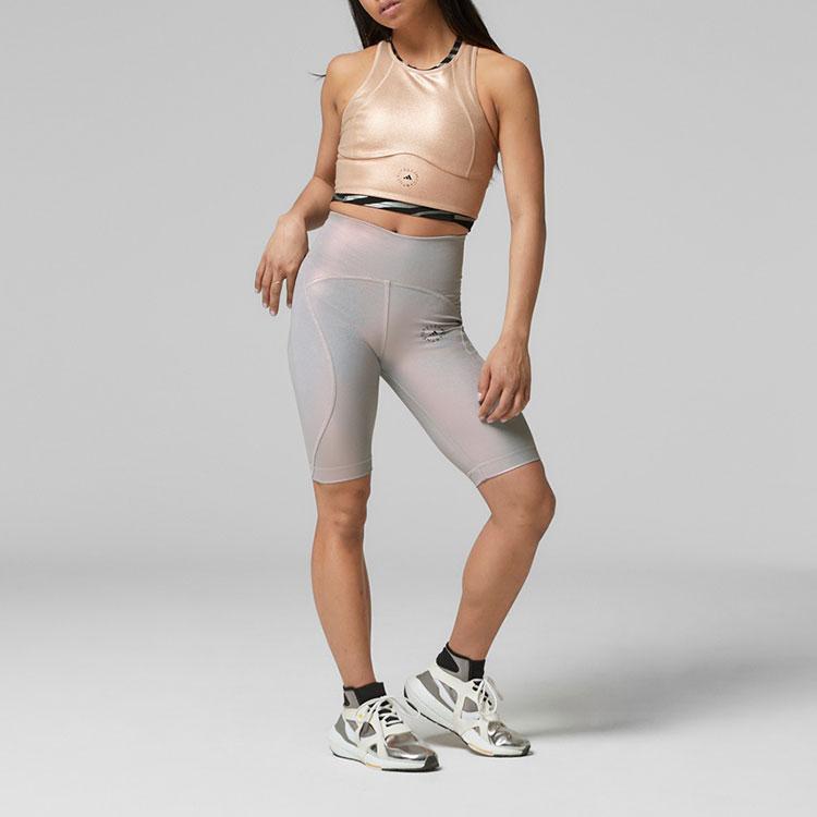 Adidas Женские шорты с принтом логотипа, спортивные, повседневные, с высокой талией, серые, для фитнеса H56633