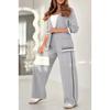 Pant Sets Women Wide Leg Pants Two Piece Set Button Coats Matching Sets Patchwork High Waist Elegant Trousers Pockets Sporty