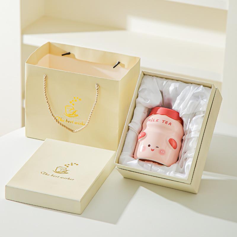 Керамическая чашка-соломинка с крышкой Летняя необходимая чашка для воды Девичья бытовая чашка Чашка для сока Чашка для холодных напитков