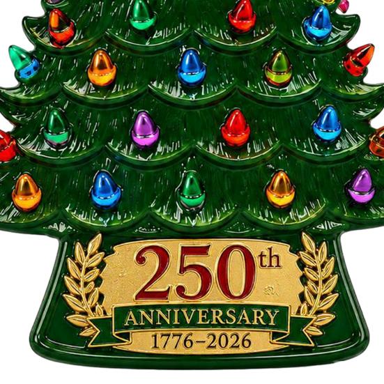 Decorative Wall Hanging 5 Pcs 2D Flat 250 Anniversary USA Christmas Tree Ornament, Year Personalized Xmas Gifts of America 1776-2026 Acrylic Patriotic