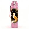 1PC Fox Dark Moon Art 750ml Color Plastic Sports Water Bottle Leakproof Flip Straw Lid Suitable for Sports Office Home Use