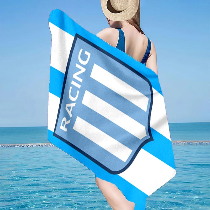 Racing Team Emblem Microfiber Beach Towel, Lightweight And Quick-Dry, for Summer Travel, Beach Essential, Swimming Pool