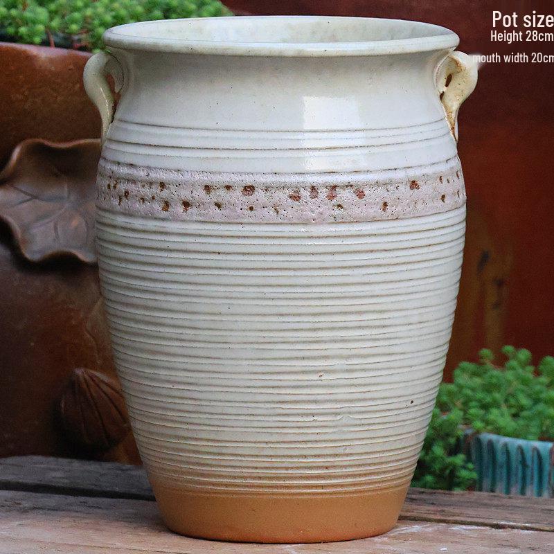 Большой Ручной Глиняный Керамический Цветочный Горшок – Дышащий Высокий Горшок для Суккулентов, Бугенвиллии, Стрелиции, Горшок из Фиолетовой Глины