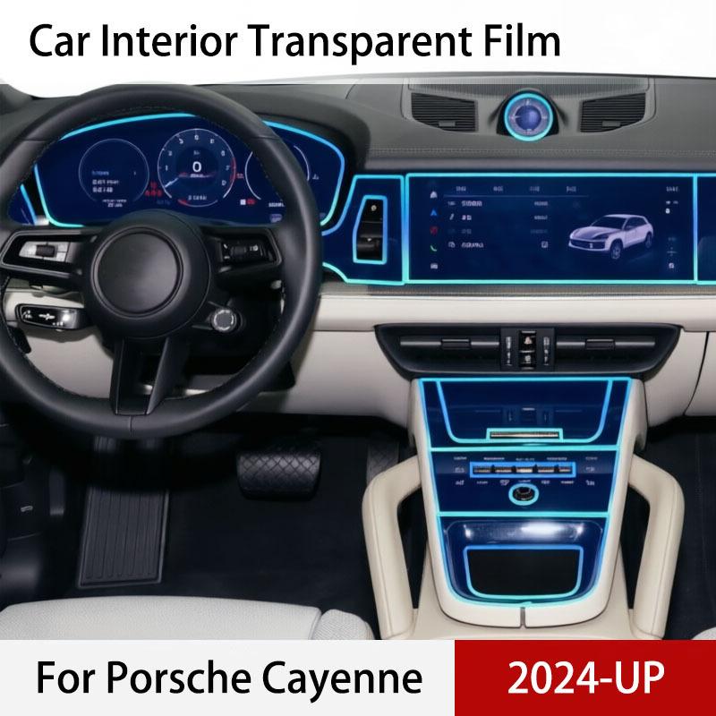 Защитная пленка из ТПУ для интерьера автомобиля Porsche Cayenne 2024 SUV Coupe 3.0T 4.0T Центральная консоль Прозрачная Антицарапающая Наклейка