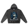 DTG Print Knitted Denim Zip-Up Hoodie Limitless Wild Brother Print Zipper Hoodies