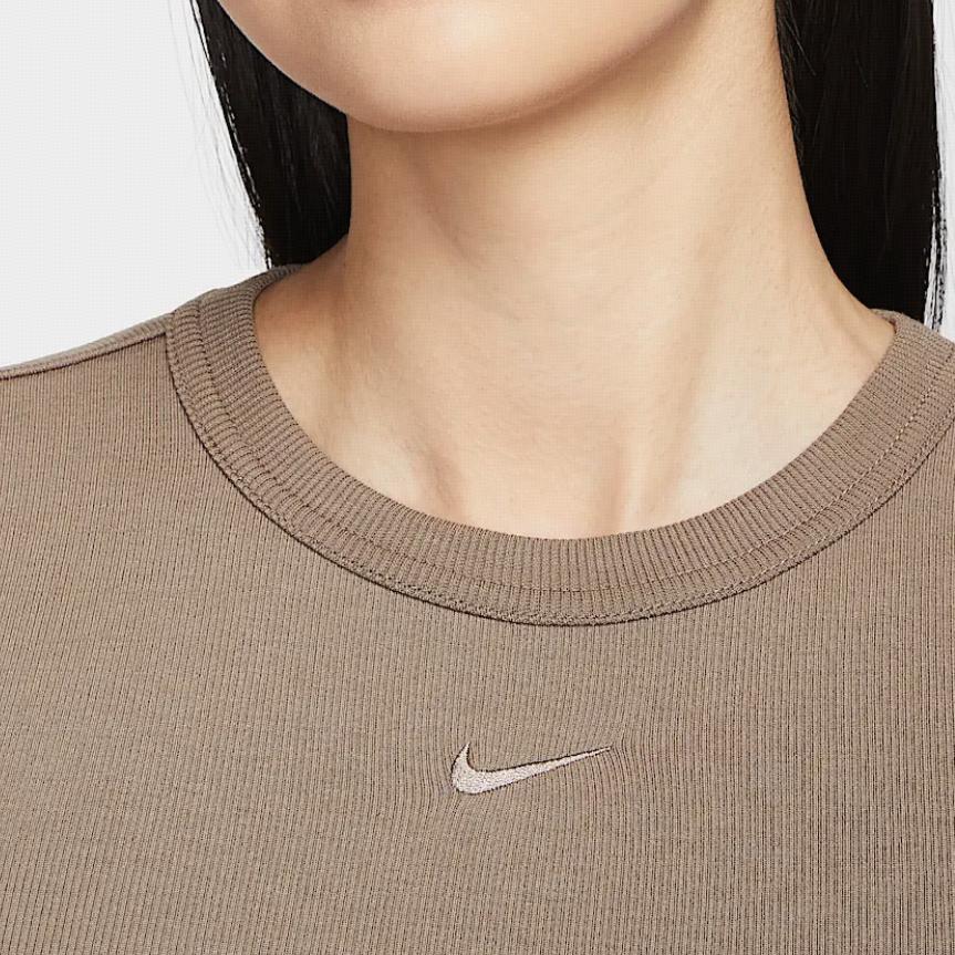Nike Спортивная одежда Chill Knit Дышащая Универсальная Футболка с коротким рукавом Женские топы Норково-коричневый HJ0720233