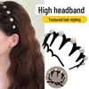 Reversible Pearl Headband with Tooth Comb: Non-Slip, Sweet, and Chic Textured Design.