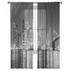 City Night Lights Sheer Curtains Living Room Window Tulle Curtains For Bedroom Kitchen Home Decoration Voile Drapes