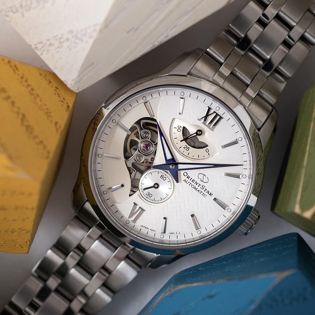 ORIENT STAR Automatic Skeleton Wristwatch RK-AV0B01S Open Heart Men's White Silver Japan Made