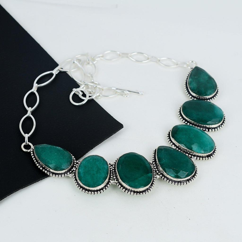 Изящное ожерелье из стерлингового серебра 925 пробы с изумрудом и драгоценными камнями, колье из изумрудного серебра для жены, ожерелье унисекс, подарок на День благодарения