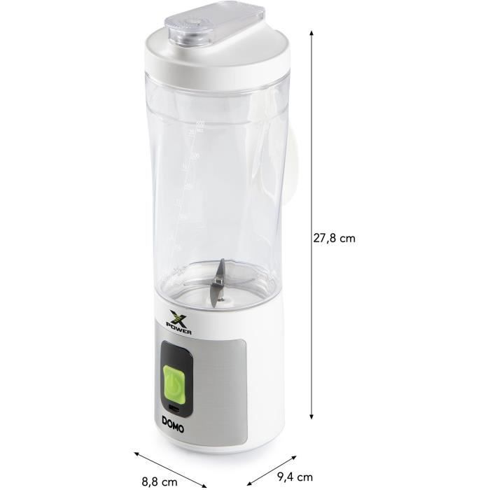 Blender Portable Sans Fil - DOMO - DO752BL - XPOWER - 120 W - 600 Ml - Blanc