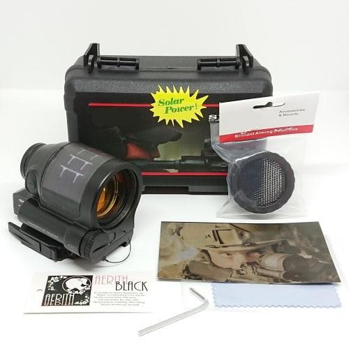 AERITH BLACK Replica SRS Dot Sight with Working Solar Panel, Black, Kill Flash, Engraved, QD, 20mm Rail Compatible, SRS (BK)