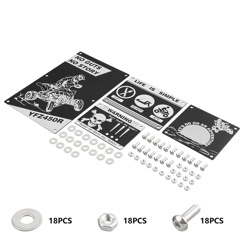 For YFZ450 Fender Warning Tags Plates Badges ATV Sticker 5052-Aluminum For Yamaha YFZ450R 2009-2024 YFZ 450 2010 2011 2012 2013