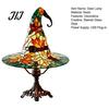 Retro Witch Hat Night Light Desk Lamp, USB Plug-in Light, Stained Glass Style Resin Table Lamp for Halloween Autumn Thanksgiving Home Decor,