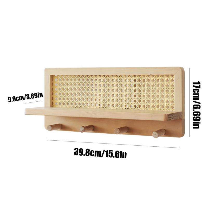 Плетеная настенная полка Подвесные деревянные полки в стиле бохо Настенный крючок Фермерский декор Деревенский настенный органайзер Книжные полки с крючками