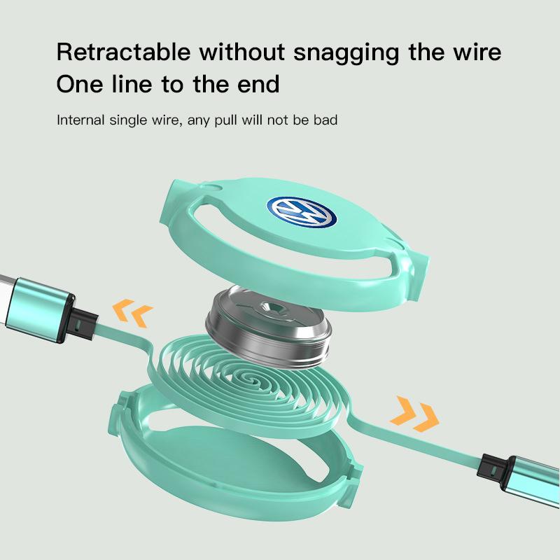 T263 In 1 Car Apple Android Type-C Quick Charger Cable Multi Charger For Volkswagen Polo Golf Tiguan Passat Touareg Magotan ID.3 T5