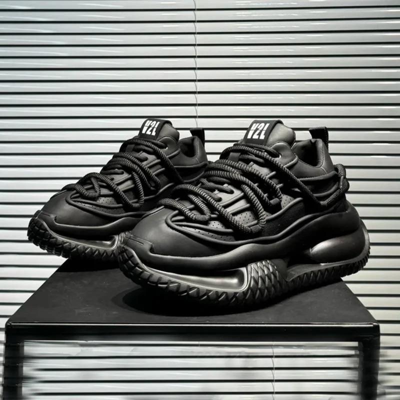 2024 Popular Men's Trendy Solid Color Casual Shoes, Thick Soled, Height Increasing, Wear-resistant Running Sports Shoes Sneakers