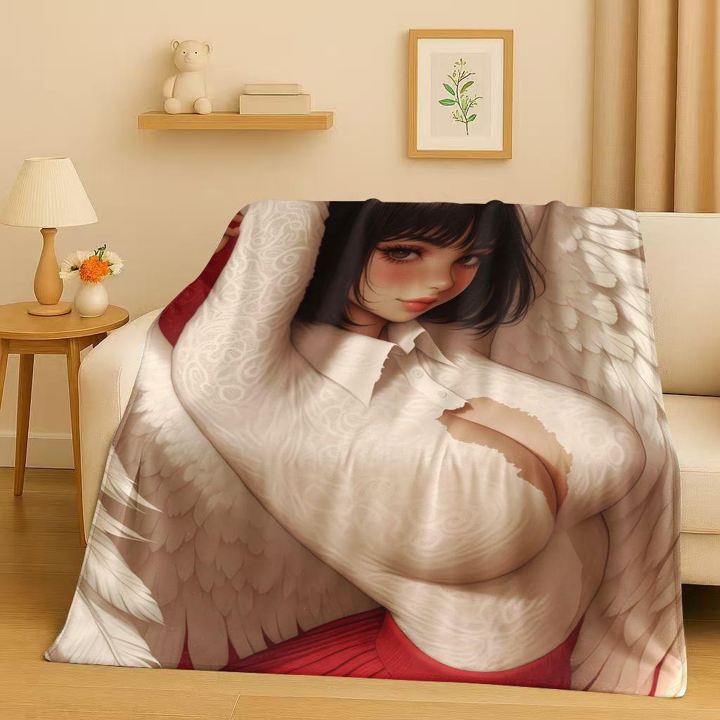 3D Cute Sexy Bikini Girls Cartoon Anime Characters Flannel Blanket,Soft Plush Throw for Home Bedroom Bed Sofa Cover Trave Gift