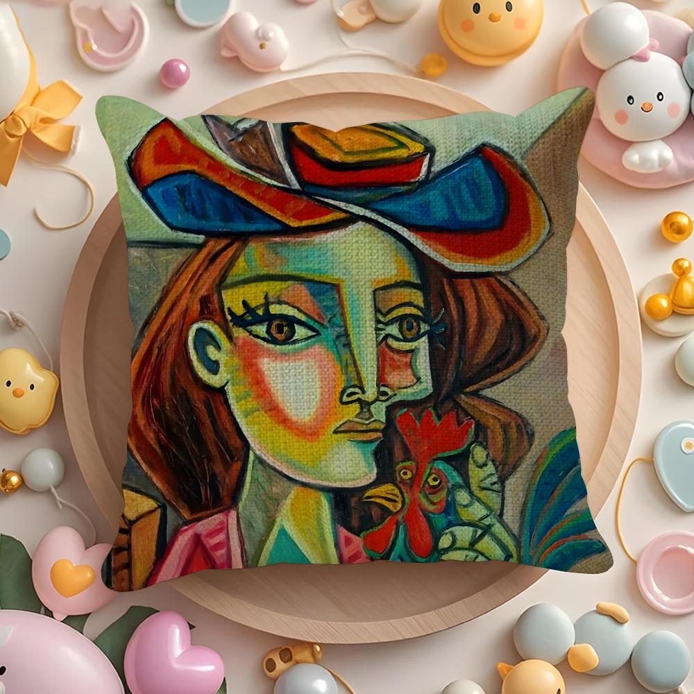 P-Picasso Масляный Кушон Чехол Лен Органическая Ткань Двусторонний Принт Дышащая Наволочка Диван Домашний Декор Подарок