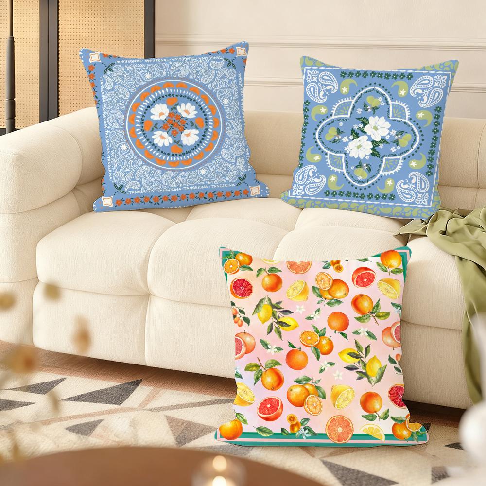 Simple Retro Cushion Cover Natural Linen Organic Fabric DoubleSided Printing Couch Pillow Covers Home Decor