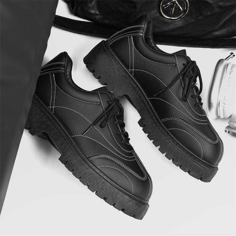 Мужские лоферы на платформе, деловая обувь с английской пряжкой. Повседневная обувь. Туфли с большим носком.