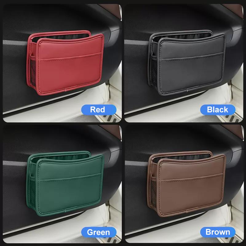 SEAMETAL PU Leather Car Side Door Storage Box Auto Waterproof Phone Pocket Pouch Car Seat Side Organizer Hanging Storage Bag