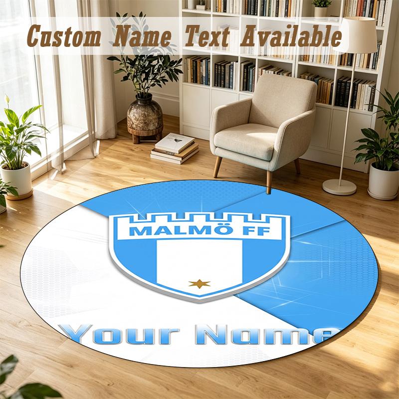 Round Rug Custom NameMalmö FF Pattern Non Slip Carpet Home Floor Decor