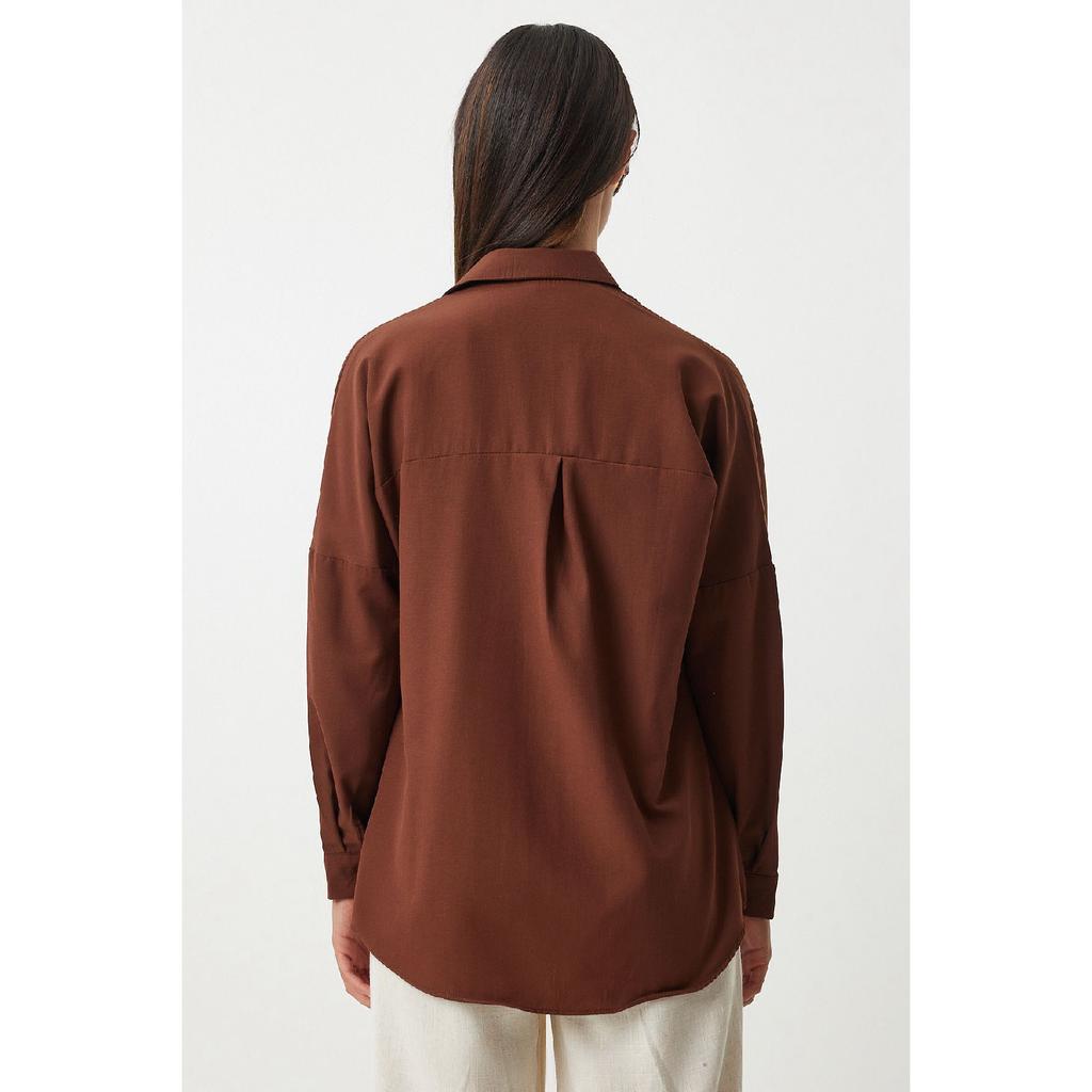 Базовая рубашка Oversize шоколадного цвета