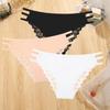 3Pcs Sexy Lady Style Transparent Lace Underwear Women's Straps Panties Seamless Perspective Briefs Low Waisted Triangle Pants