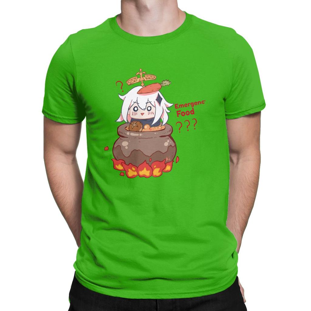 Vintage Paimon Genshin Impact Emergency Impact T Shirt For Men Pure Cotton T Shirts Genshin Impact