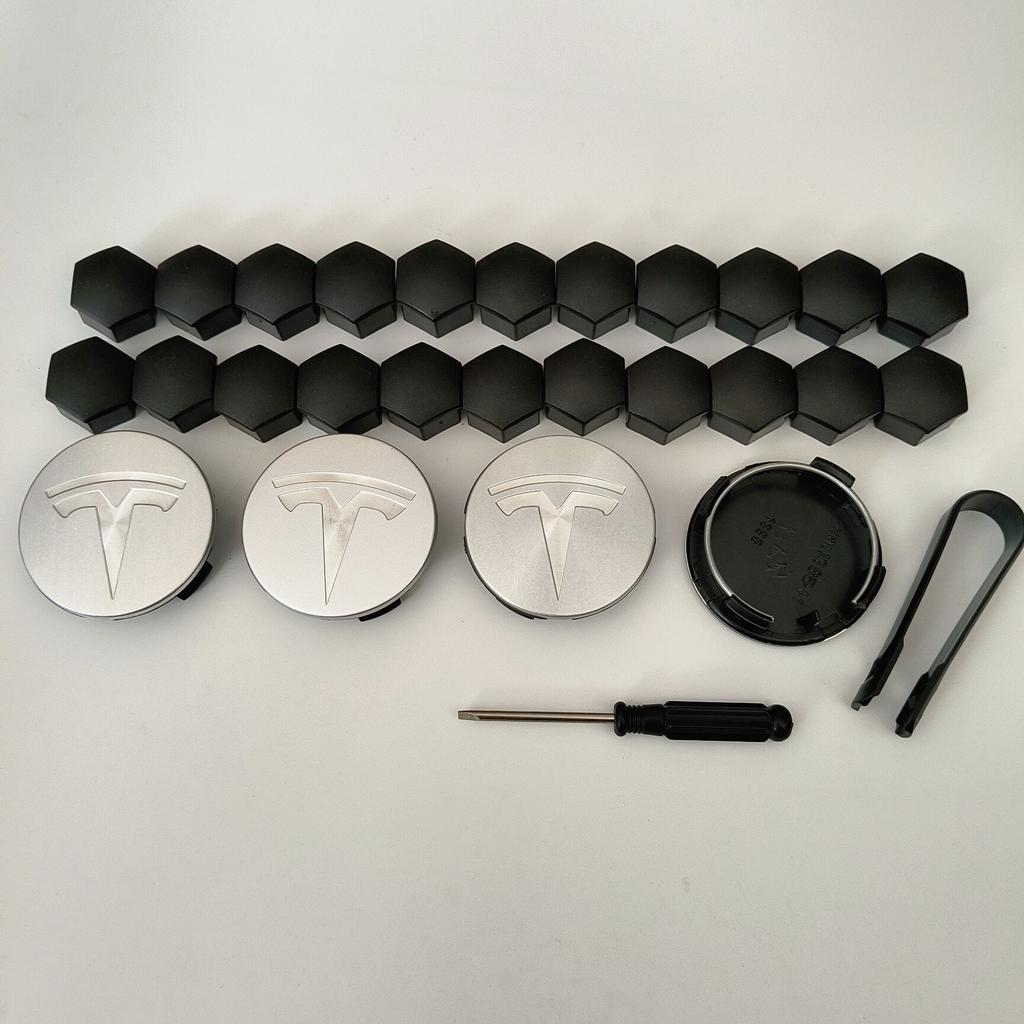 26PCS 30PCS Wheel Centerfor Tesla Model 3 Model Y 2025 Model Y Juniper Car Hub Decorative Caps Badge Lug Nut Protective Cover