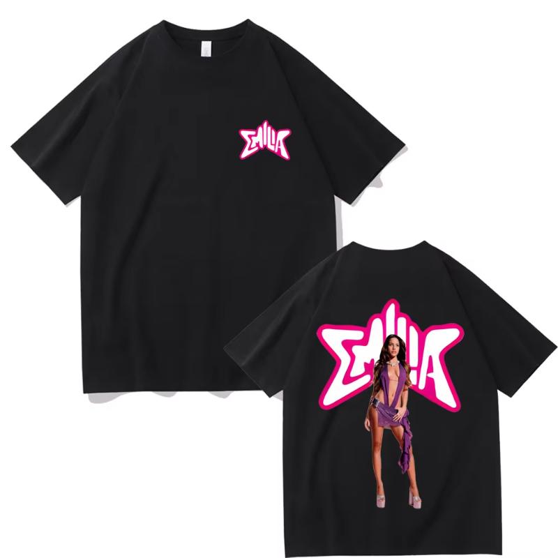 Singer Emilia Mernes MP3 Double Sided Print T Shirts Unisex Women Cotton Oversized Tshirts Unisex Fashion Tshirt Streetwear