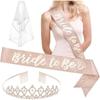 Bride To Be Sash, Tiara, Veil Bachelorette Party Decorations Rose Gold Glitter Kit - Bridal Shower Supplies