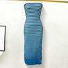 Women's Summer Bodycon Maxi Tube Dress Ribbed Strapless Going Out Party Dress Striped
