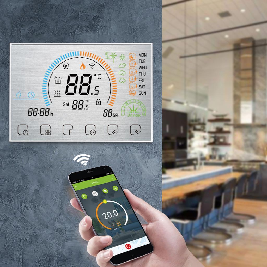 3A 95~240V Boiler Heating Energy Saving Smart Thermostat with Touchscreen LCD Display Weekly
