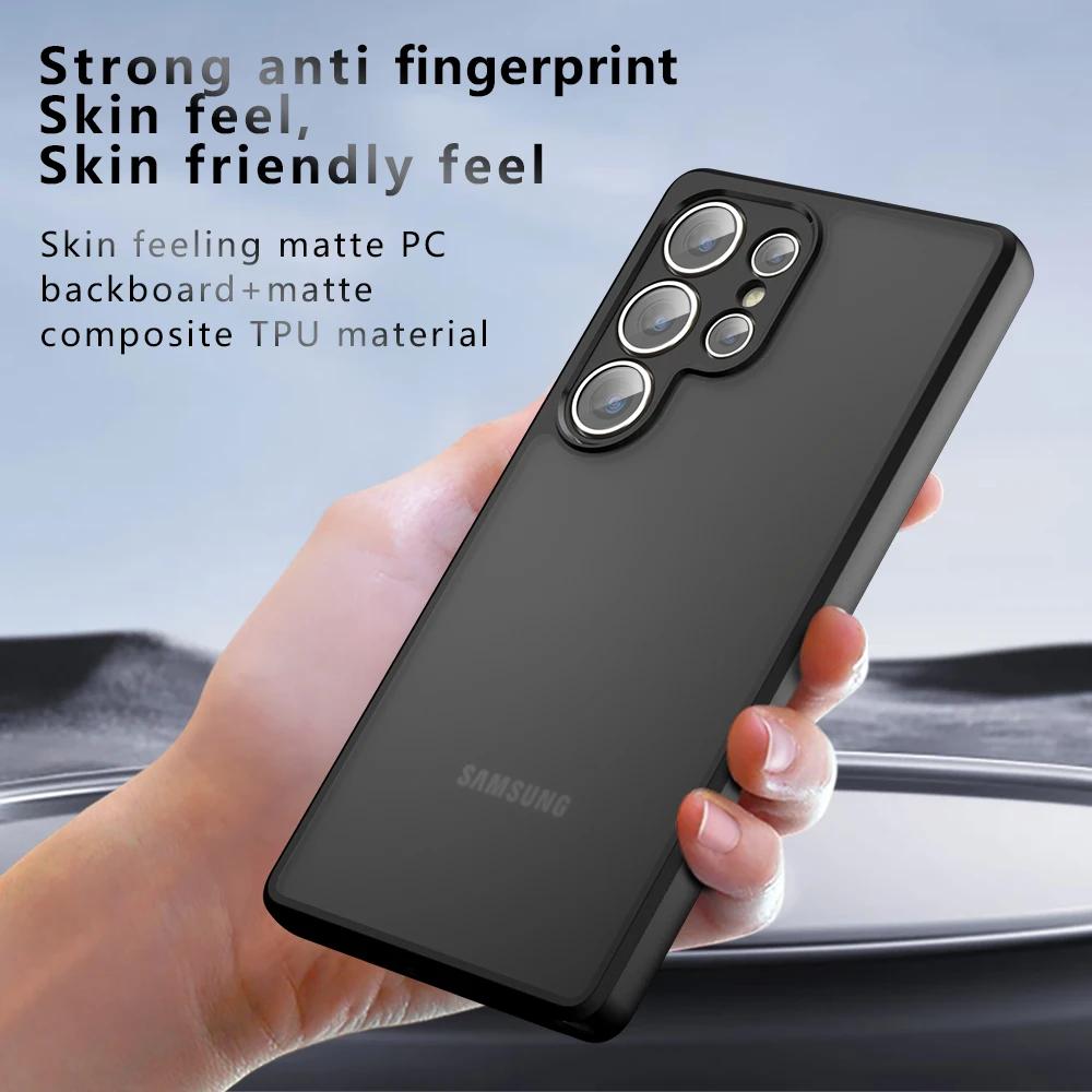Armor Matte Frosted Clear Case For Samsung Galaxy S25 S24 S23 S22 S21 Ultra Plus S24FE S23FE Lens Protection Shockproof Cover