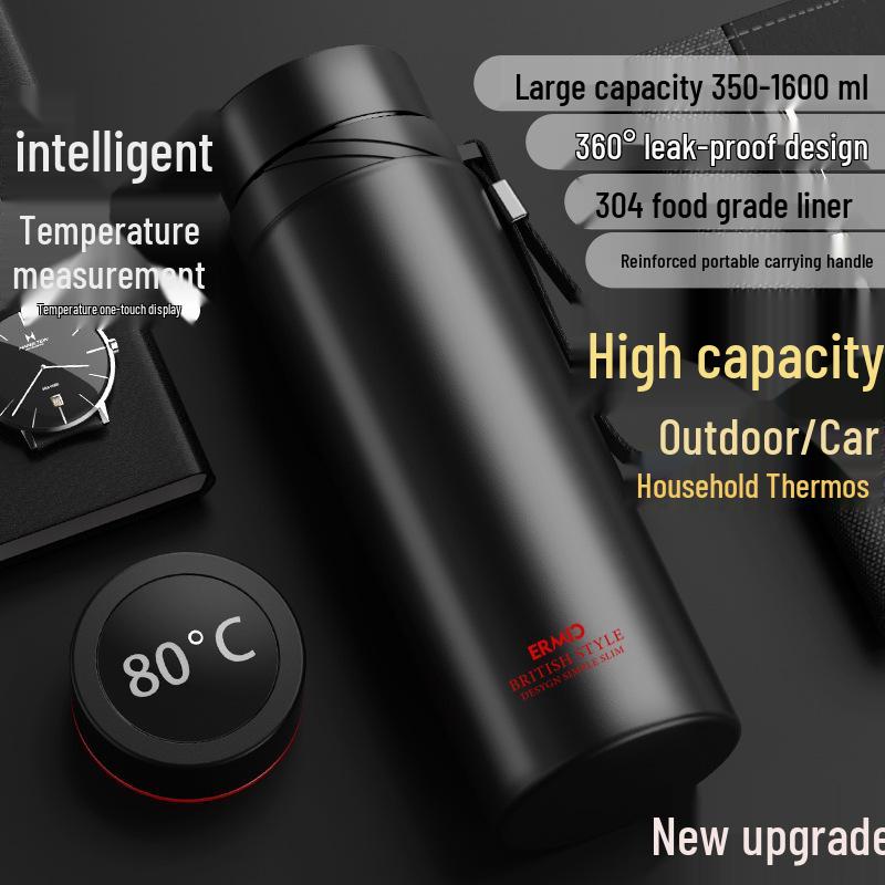 Термос дорожный из нержавеющей стали большой вместимости со шнурком - Спортивная бутылка для воды с возможностью персонализации