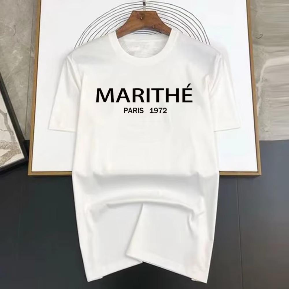 Luxury Brand MARITHE Letter Print Woman New T Shirt Men Tops Summer Short Sleeve Fashion T-shirt 100% Cotton Mans Tshirt