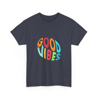 Футболка с ретро-кругом 'Good Vibes' | Цветная позитивная футболка с графикой, хлопковая футболка