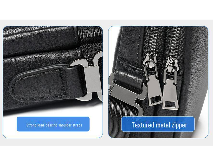 2024 Мужская универсальная модная сумка-мессенджер из коровьей кожи - маленькая, повседневная, удобная для мобильного телефона