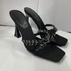 Autumn new super high heel cross rhinestone square head open toe sandals women's silk sexy stiletto high heels