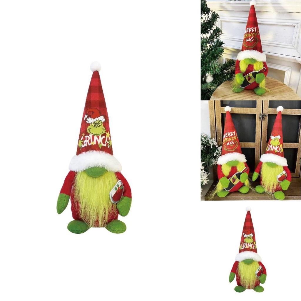 Праздничный зеленый пушистый монстр плюшевая кукла Санта Клауса украшение на Рождество в американском стиле