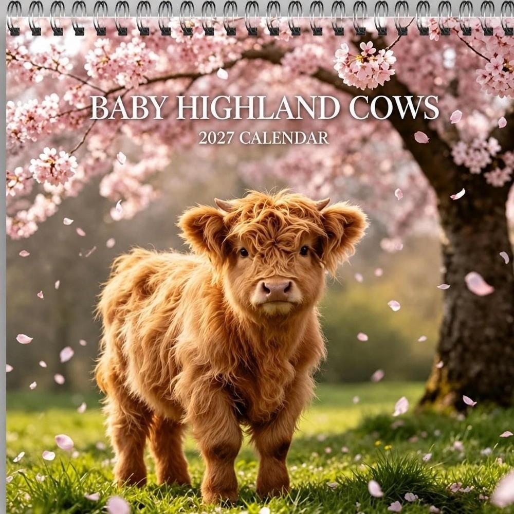 Jan 2027- Dec 2027 Hanging Wall Calendar Cartoon Cow 2027 Calendar Wall Calendar  for Office